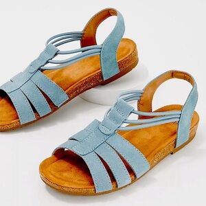 boho comfort (earth origins) “Laney Sandal” in Moroccan Blue Suede, US 10, NIB🩴